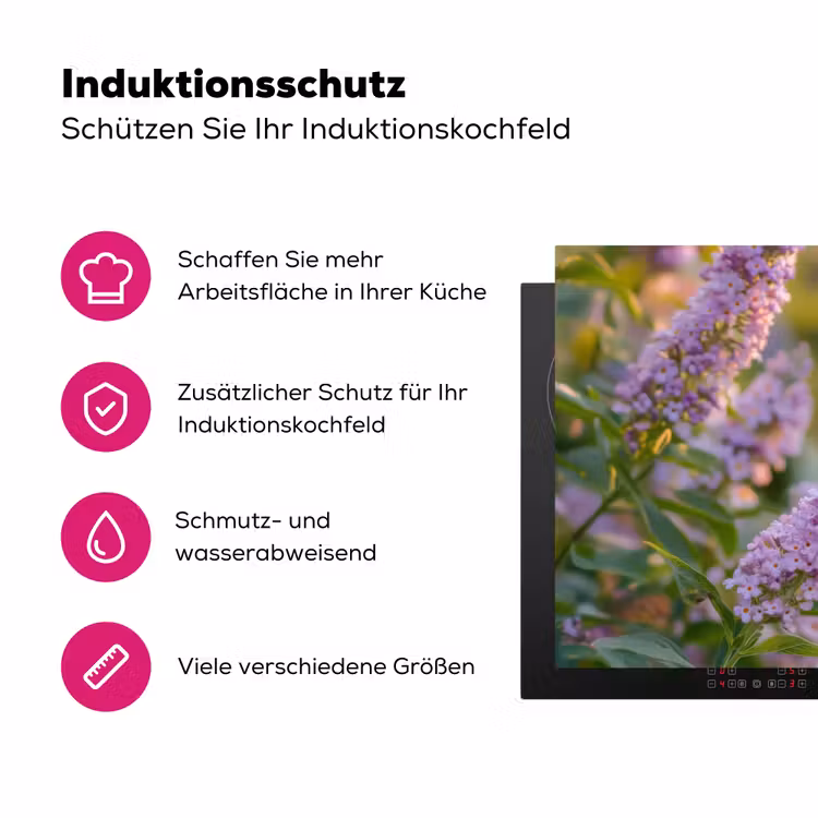 Sierlijke - Vlinder - Paarse - Bloemen Inductie beschermer vinyl 3mm klein -zzzzzzz-lf-ups