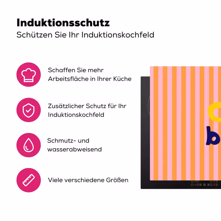 Verticaal - Strepen - Oranje - Ciao bella Inductie beschermer vinyl 3mm klein -zzzzzzz-lf-ups