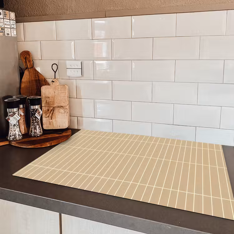 Verticaal - Wandtegel - Zand - Beige Inductie beschermer vinyl 3mm klein 276 -sfeer3