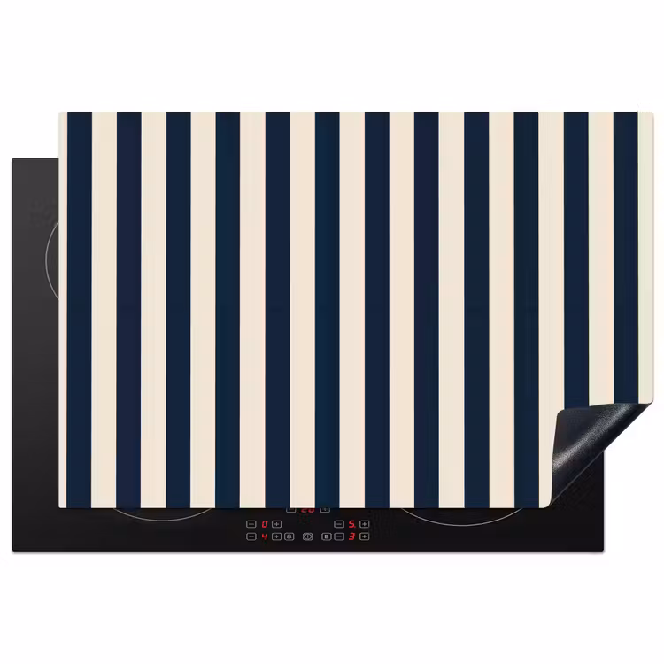 Verticale strepen - Blauw - Crème Inductie beschermer vinyl 3mm klein 276 -3d
