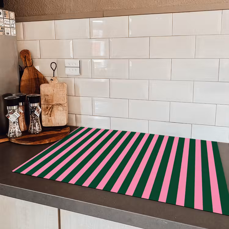 Verticale strepen - Groen - Roze Inductie beschermer vinyl 3mm klein 276 -sfeer3