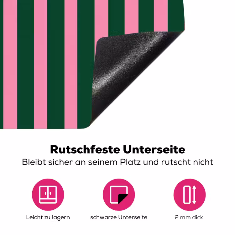 Verticale strepen - Groen - Roze Inductie beschermer vinyl 3mm klein 276 -zzzzzzz-lf-onderkant