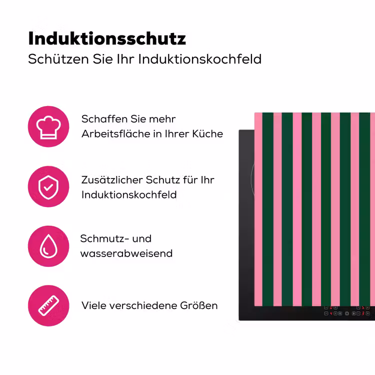 Verticale strepen - Groen - Roze Inductie beschermer vinyl 3mm klein 276 -zzzzzzz-lf-ups