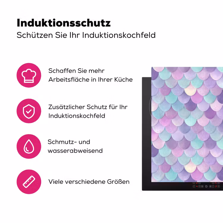 Dromerig - Zeemeermin - Pastel Inductie beschermer vinyl 3mm klein 276 -zzzzzzz-lf-ups