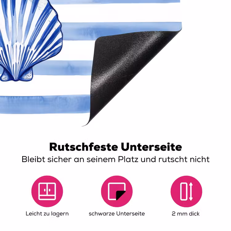Vier schelpen - Blauw - Wit - Strepen Inductie beschermer vinyl 3mm klein -zzzzzzz-lf-onderkant