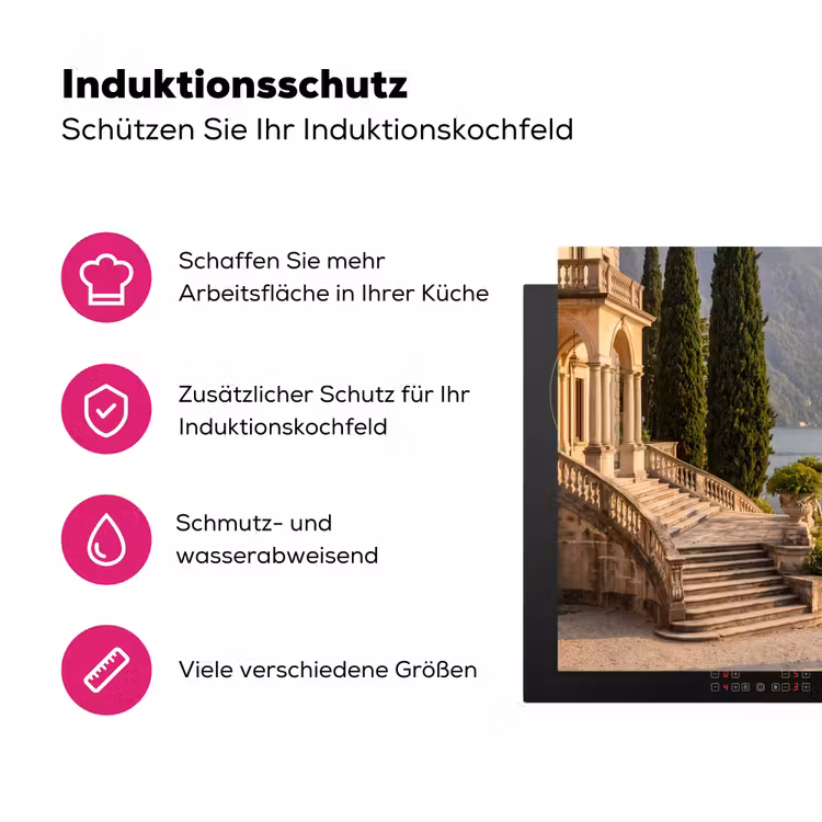 Herdabdeckplatte - Villa – Wasser – Treppen - Villa - water -trappen Inductie beschermer vinyl 3mm middel
