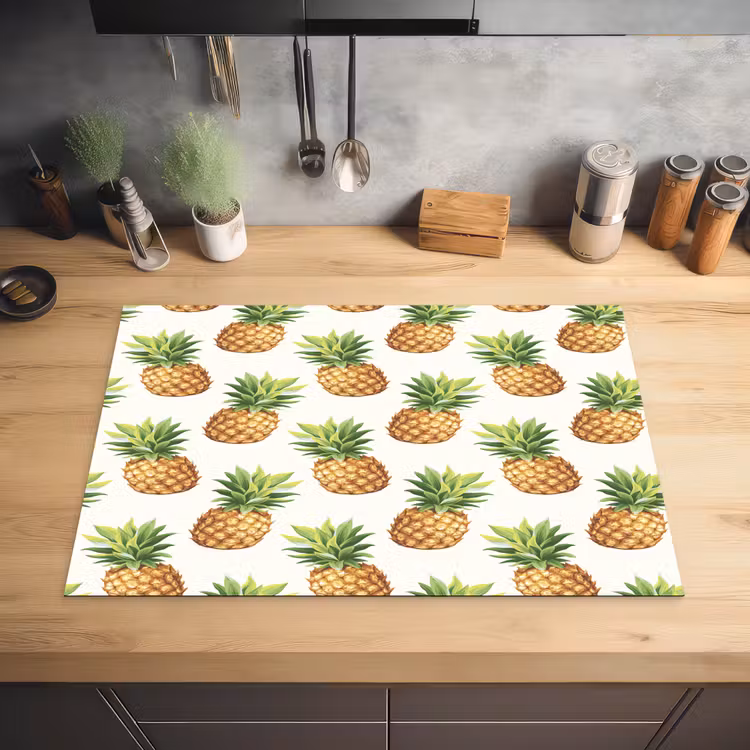 Vintage - Ananas - Blad Inductie beschermer vinyl 3mm klein 276 -sfeer5