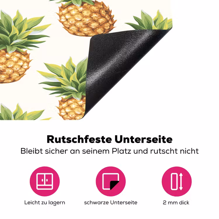 Vintage - Ananas - Blad Inductie beschermer vinyl 3mm klein 276 -zzzzzzz-lf-onderkant