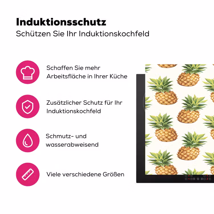 Vintage - Ananas - Blad Inductie beschermer vinyl 3mm klein 276 -zzzzzzz-lf-ups