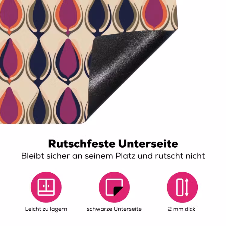 Vintage - Retro - Kleurrijk Inductie beschermer vinyl 3mm klein 276 -zzzzzzz-lf-onderkant