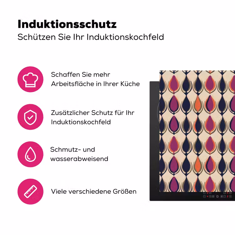 Vintage - Retro - Kleurrijk Inductie beschermer vinyl 3mm klein 276 -zzzzzzz-lf-ups