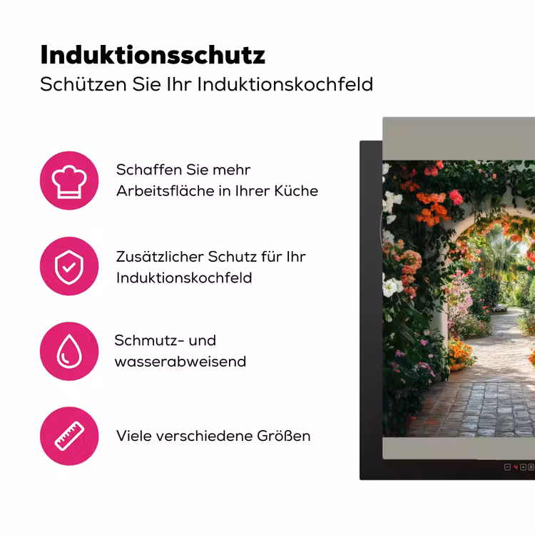 Doorkijk - Bloemen - Natuur - Bloementuin Inductie beschermer vinyl 3mm middel -zzzzzzz-lf-ups