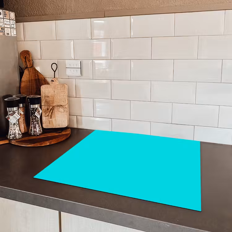 Vivid - Aquamarine - Turkoois Inductie beschermer vinyl 3mm middel 274 -sfeer3