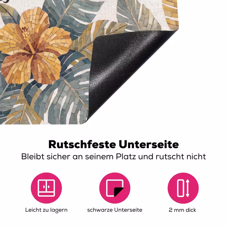 Vogel - Tak - Natuur - Mozaïek - Blauw Inductie beschermer vinyl 3mm middel -zzzzzzz-lf-onderkant
