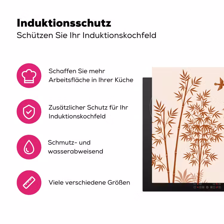 Vogel - Boom - Tropisch - Minimalistisch - Bruin Inductie beschermer vinyl 3mm klein -zzzzzzz-lf-ups