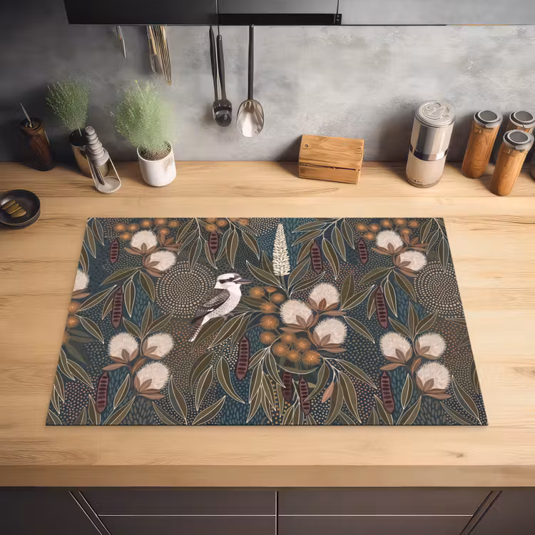 Vogel - Bladeren - Natuur - Illustratie - Groen Inductie beschermer vinyl 3mm klein -sfeer5
