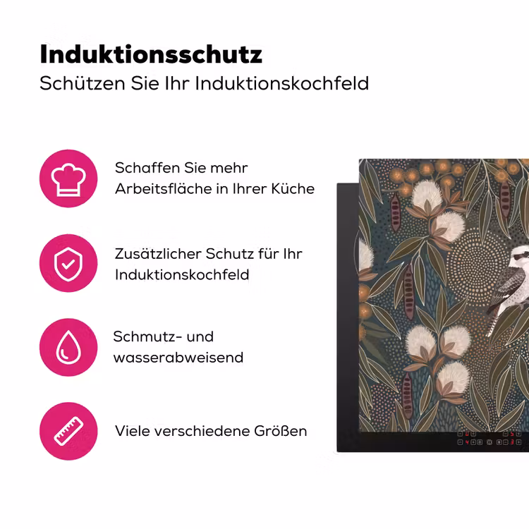 Vogel - Bladeren - Natuur - Illustratie - Groen Inductie beschermer vinyl 3mm klein -zzzzzzz-lf-ups