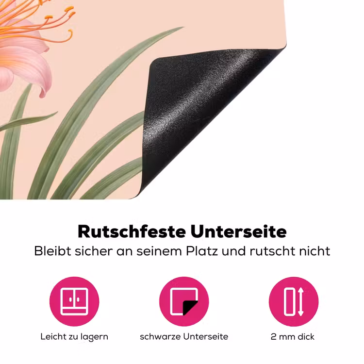 Vogel - Bloem - Natuur - Roze Inductie beschermer vinyl 3mm klein -zzzzzzz-lf-onderkant