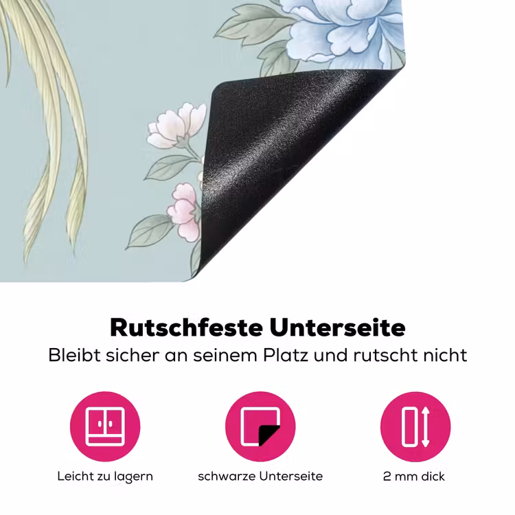 Vogel - Bloemen - Kleurrijk Inductie beschermer vinyl 3mm klein -zzzzzzz-lf-onderkant