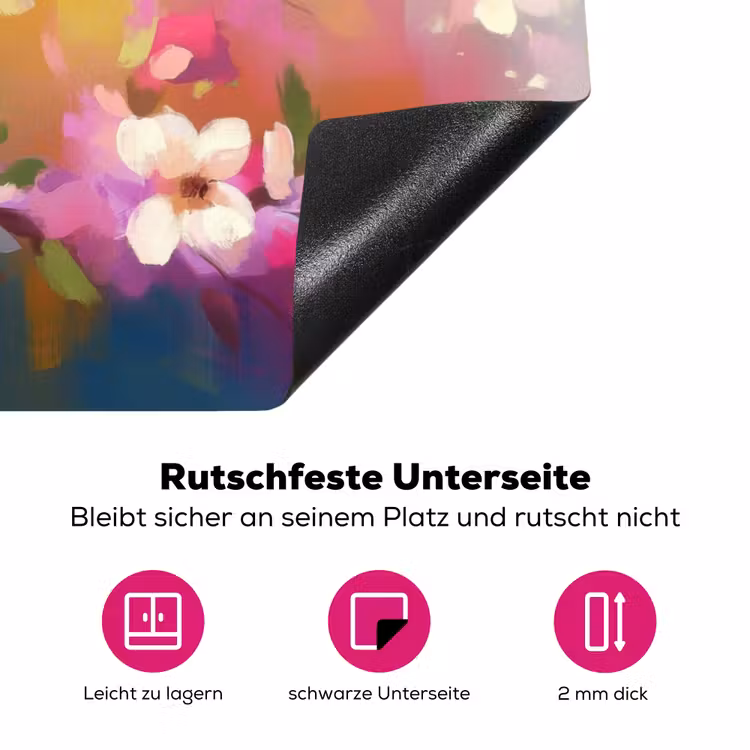 Vogels - Bloemen - Roze Inductie beschermer vinyl 3mm klein -zzzzzzz-lf-onderkant