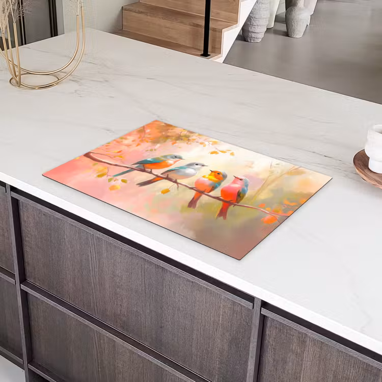 Vogels - Kleurrijk - Tak Inductie beschermer vinyl 3mm klein -sfeer8
