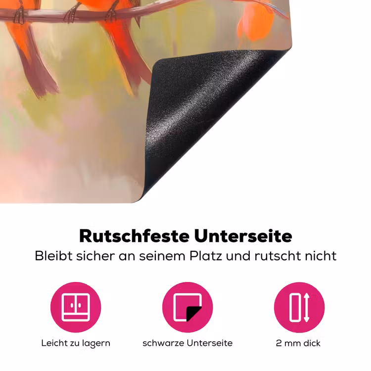 Vogels - Kleurrijk - Tak Inductie beschermer vinyl 3mm klein -zzzzzzz-lf-onderkant