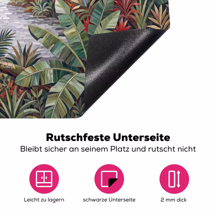 Vogel - Jungle - Natuur - Mozaïek - Groen Inductie beschermer vinyl 3mm middel -zzzzzzz-lf-onderkant