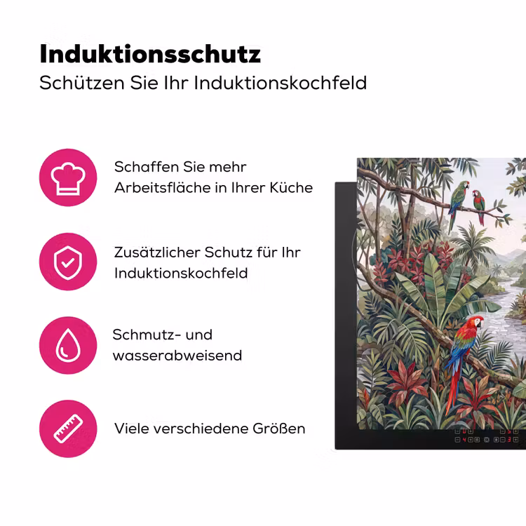 Vogel - Jungle - Natuur - Mozaïek - Groen Inductie beschermer vinyl 3mm middel -zzzzzzz-lf-ups