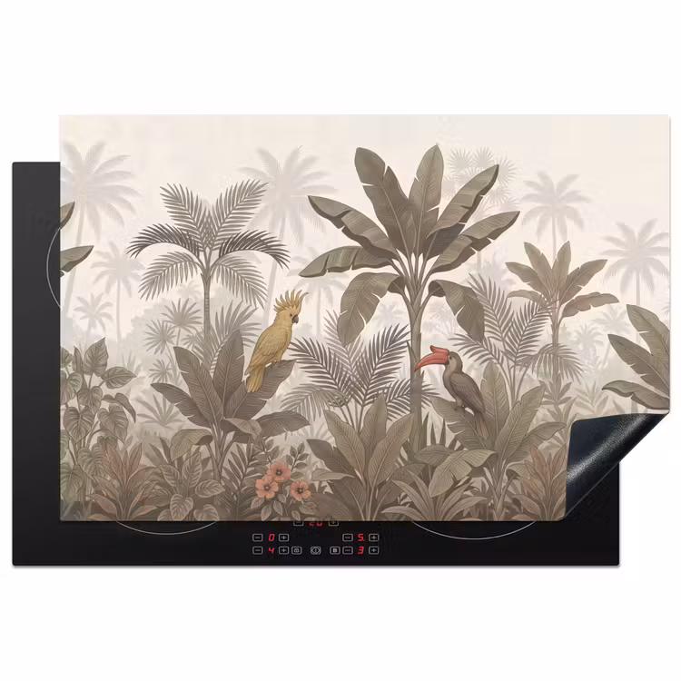 Vogel - Jungle - Tropisch - Illustratie - Groen Inductie beschermer vinyl 3mm klein -3d