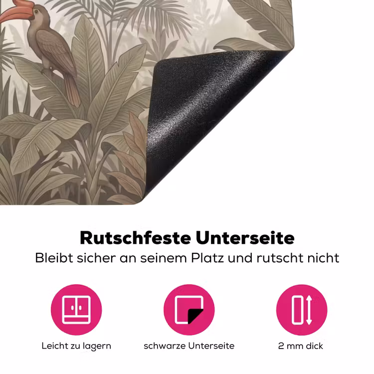 Vogel - Jungle - Tropisch - Illustratie - Groen Inductie beschermer vinyl 3mm klein -zzzzzzz-lf-onderkant