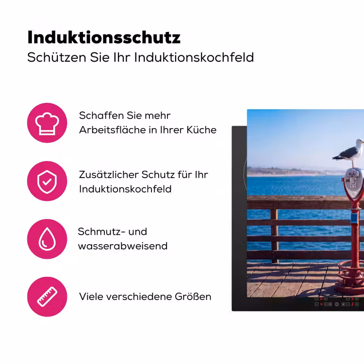 Vogel - Verrekijker - Kust - Zee - Blauw Inductie beschermer vinyl 3mm middel -zzzzzzz-lf-ups