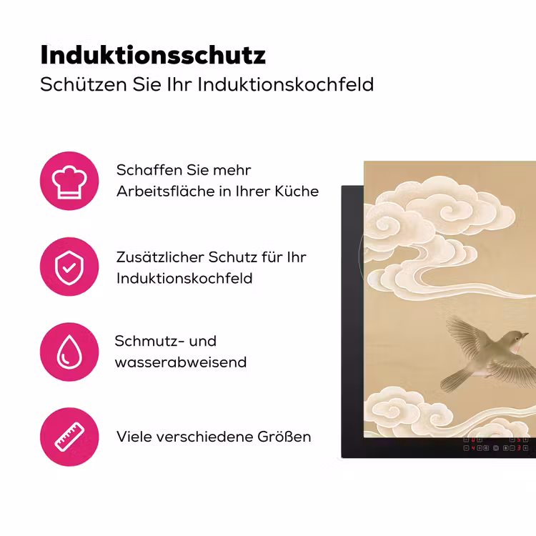 Vogels - Vliegen - Beige Inductie beschermer vinyl 3mm klein -zzzzzzz-lf-ups