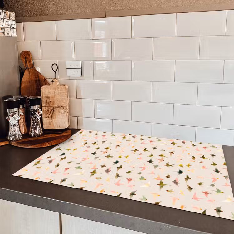Vogels - Vliegen - Kleurrijk Inductie beschermer vinyl 3mm klein 276 -sfeer3