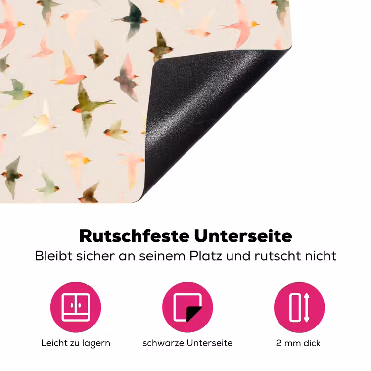 Vogels - Vliegen - Kleurrijk Inductie beschermer vinyl 3mm klein 276 -zzzzzzz-lf-onderkant