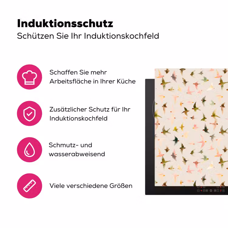 Vogels - Vliegen - Kleurrijk Inductie beschermer vinyl 3mm klein 276 -zzzzzzz-lf-ups
