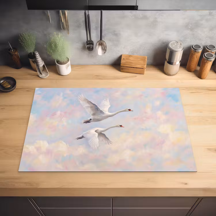Vogel - Vliegend - Lucht - Modern - Pastel Inductie beschermer vinyl 3mm klein -sfeer5