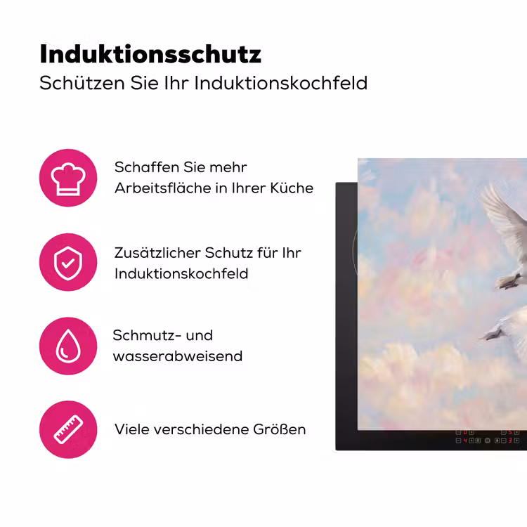 Vogel - Vliegend - Lucht - Modern - Pastel Inductie beschermer vinyl 3mm klein -zzzzzzz-lf-ups