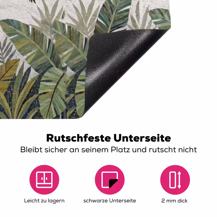 Vogel - Vliegend - Tropisch - Mozaïek - Groen Inductie beschermer vinyl 3mm middel -zzzzzzz-lf-onderkant