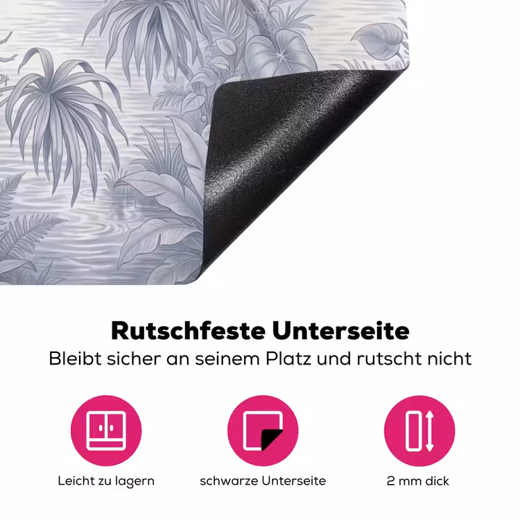 Vogel - Rivier - Tropisch - Illustratie - Blauw Inductie beschermer vinyl 3mm middel -zzzzzzz-lf-onderkant