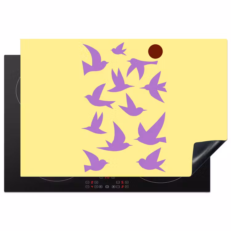 Vogels - Cirkel - Geel - Beweging Inductie beschermer vinyl 3mm klein -3d