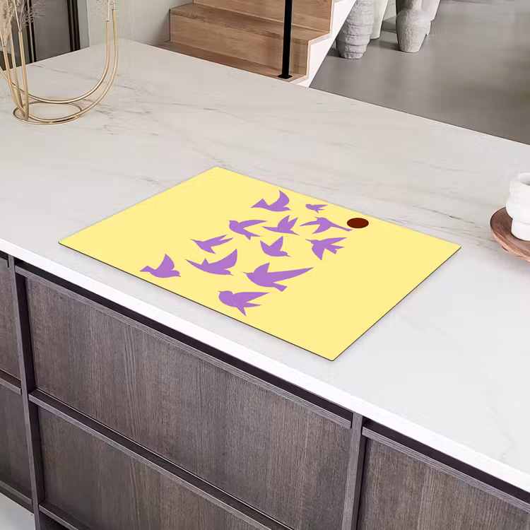 Vogels - Cirkel - Geel - Beweging Inductie beschermer vinyl 3mm klein -sfeer8
