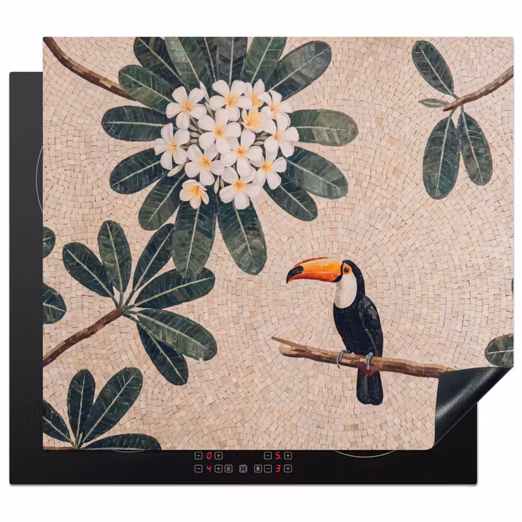 Vogel - Mozaïek - Tropisch - Natuur - Kleurrijk Inductie beschermer vinyl 3mm middel -3d