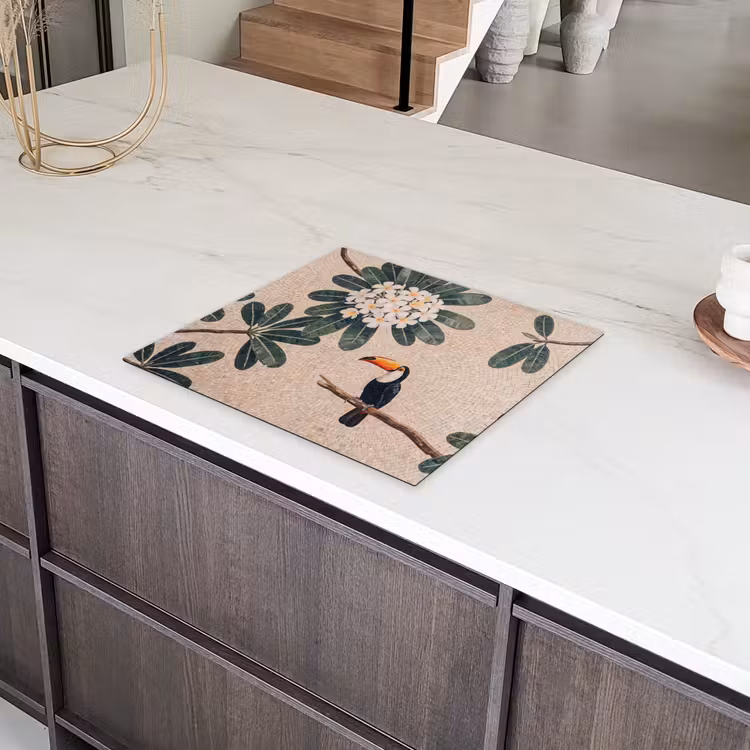Vogel - Mozaïek - Tropisch - Natuur - Kleurrijk Inductie beschermer vinyl 3mm middel -sfeer8