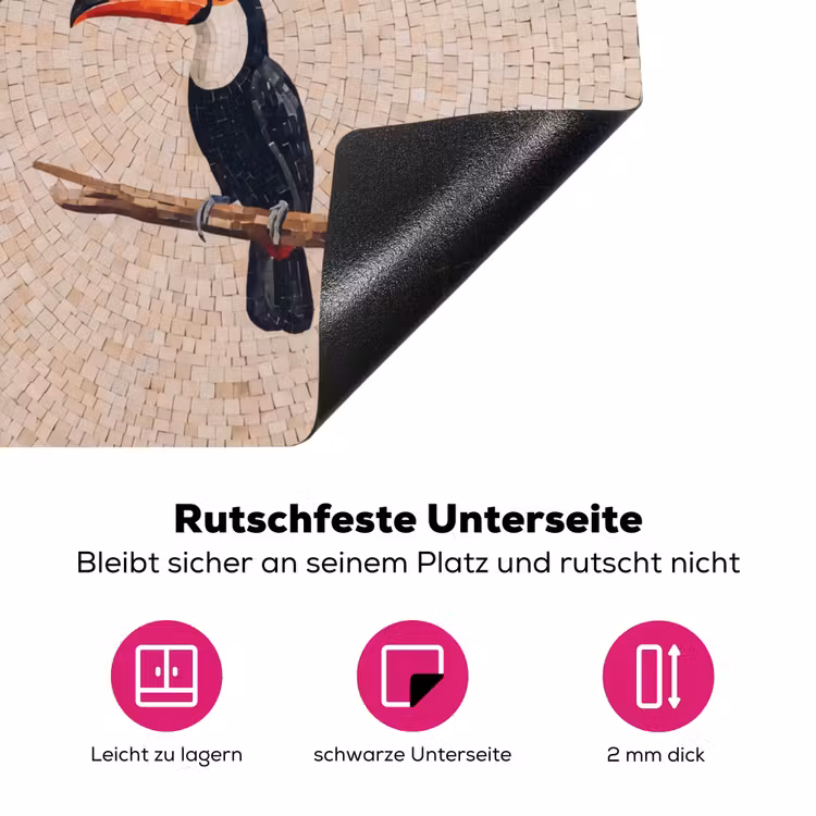 Vogel - Mozaïek - Tropisch - Natuur - Kleurrijk Inductie beschermer vinyl 3mm middel -zzzzzzz-lf-onderkant
