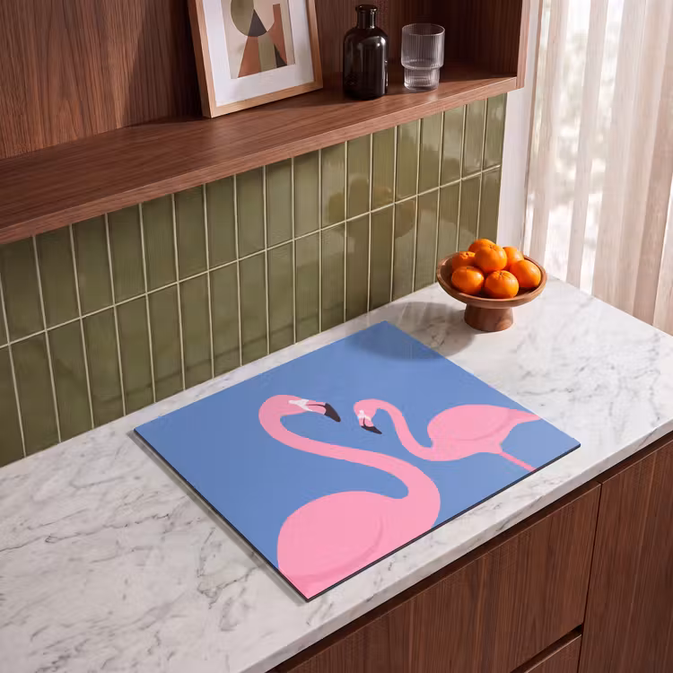 Vogel - Paar - Dieren - Modern - Roze Inductie beschermer vinyl 3mm middel -sfeer8