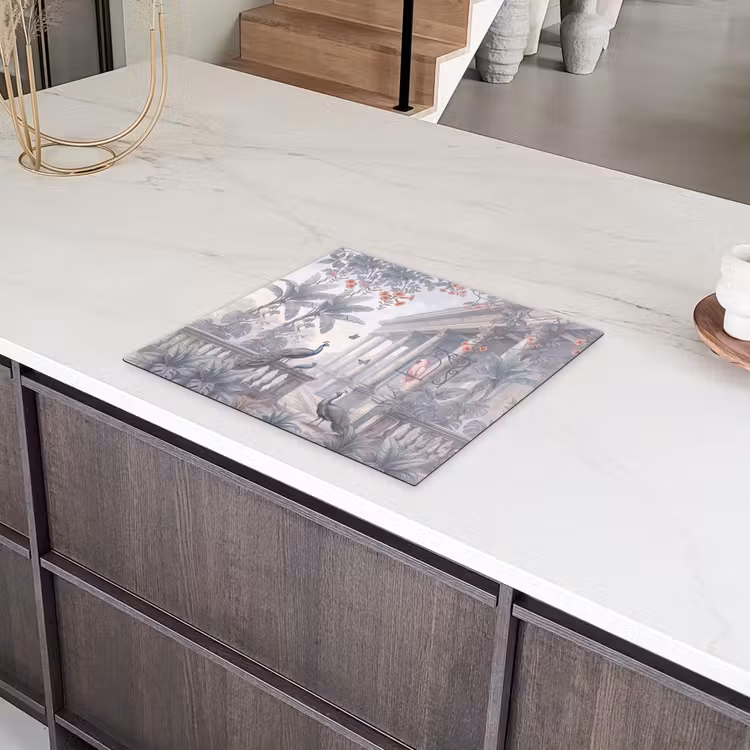 Vogel - Pauw - Architectuur - Klassiek - Groen Inductie beschermer vinyl 3mm middel -sfeer8
