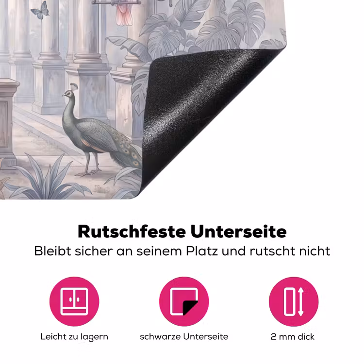 Vogel - Pauw - Architectuur - Klassiek - Groen Inductie beschermer vinyl 3mm middel -zzzzzzz-lf-onderkant