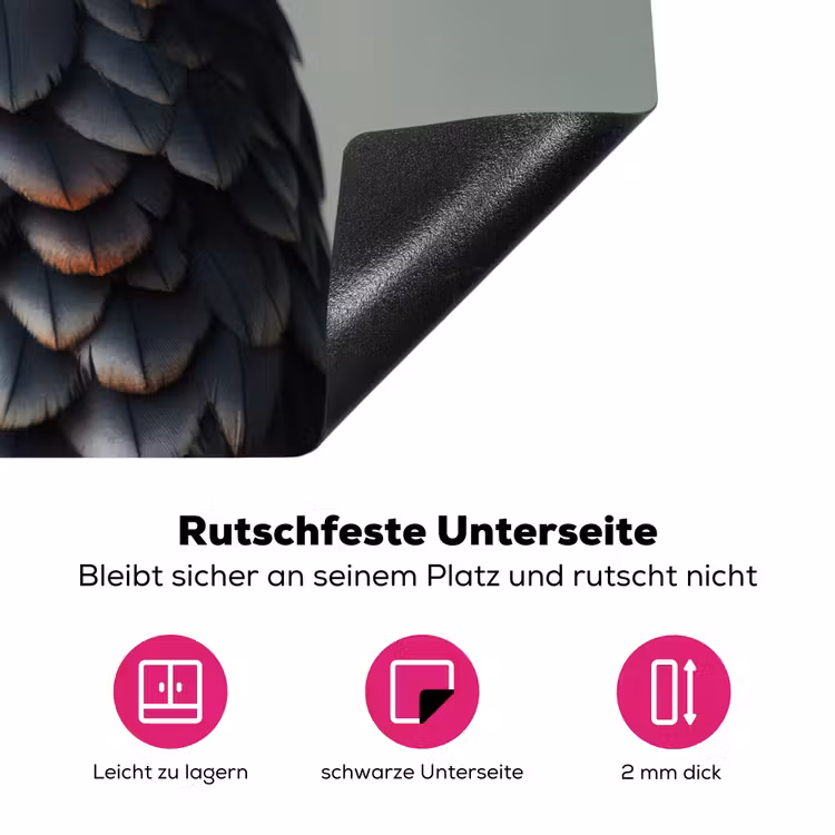 Vogel - Realistisch - Veren - Bruin Inductie beschermer vinyl 3mm klein -zzzzzzz-lf-onderkant