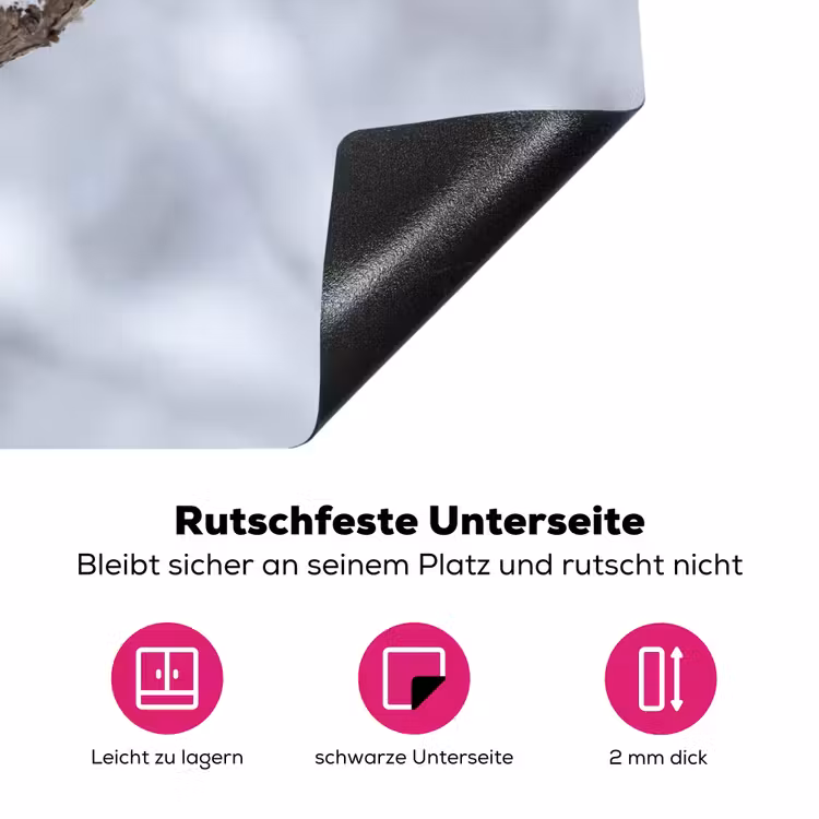 Vogeltje - Sneeuw - Tak - Winter - Zacht Inductie beschermer vinyl 3mm klein -zzzzzzz-lf-onderkant
