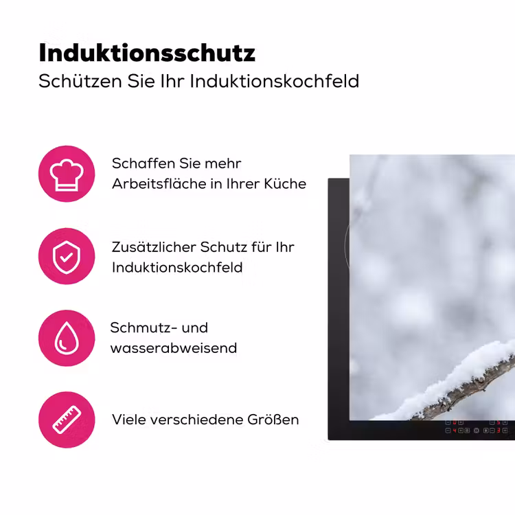 Vogeltje - Sneeuw - Tak - Winter - Zacht Inductie beschermer vinyl 3mm klein -zzzzzzz-lf-ups